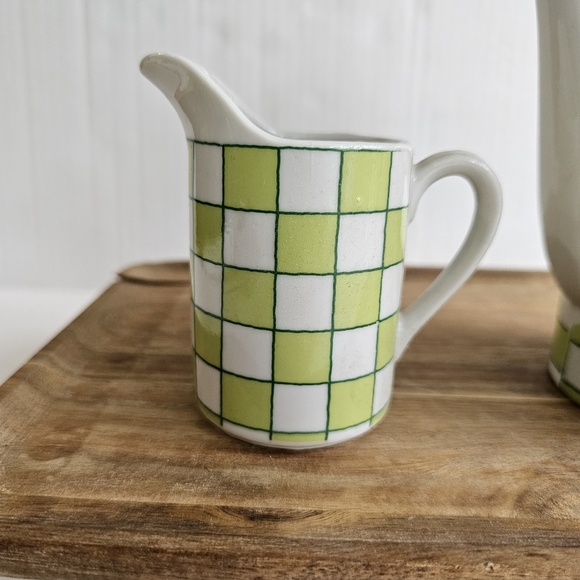 Taste Setter By Amm Green With Envy Teapot Set 3 Piece Green White Check - Picture 10 of 16